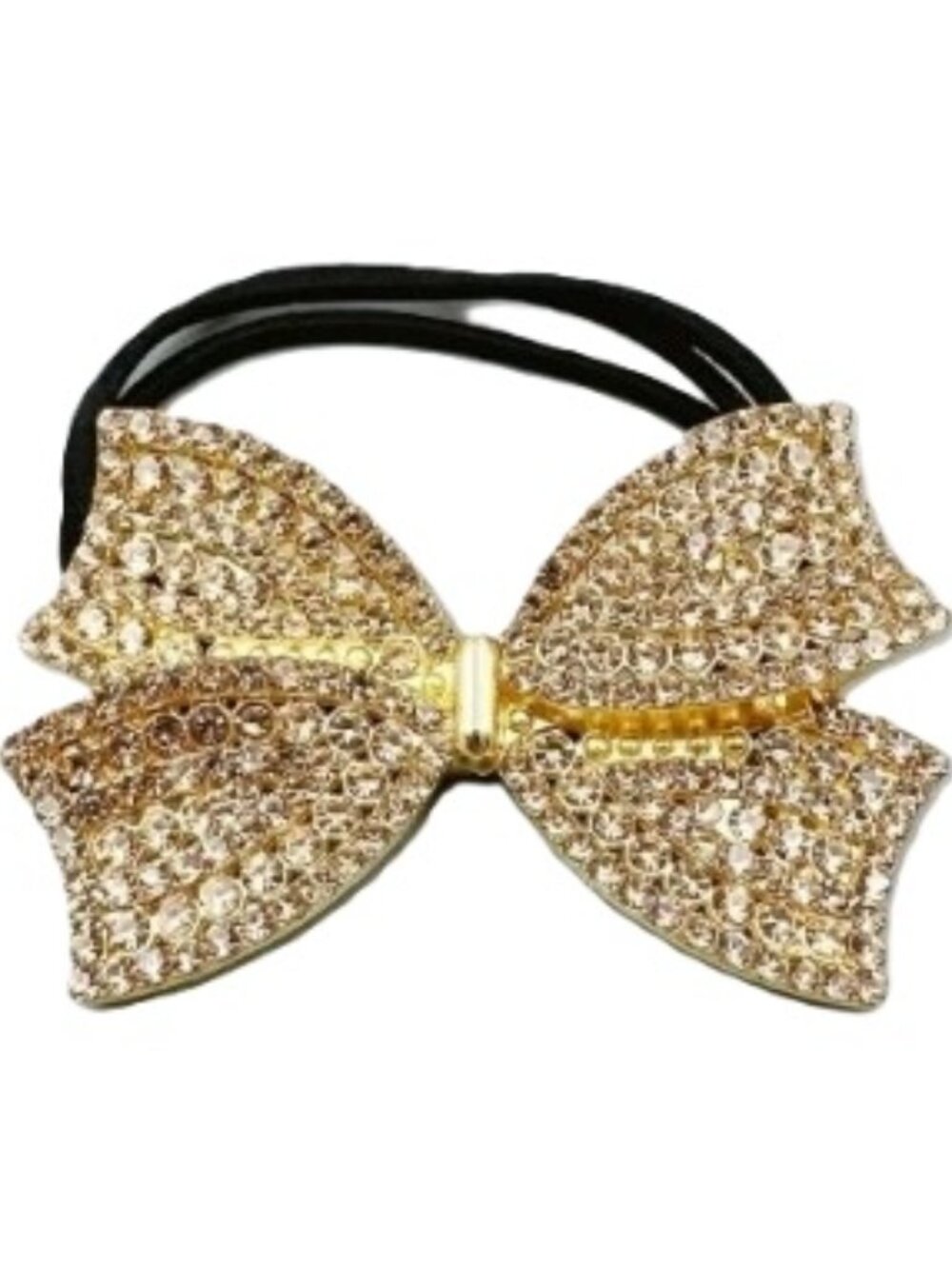 Rhinestone Bow Hair Tie Champagne New